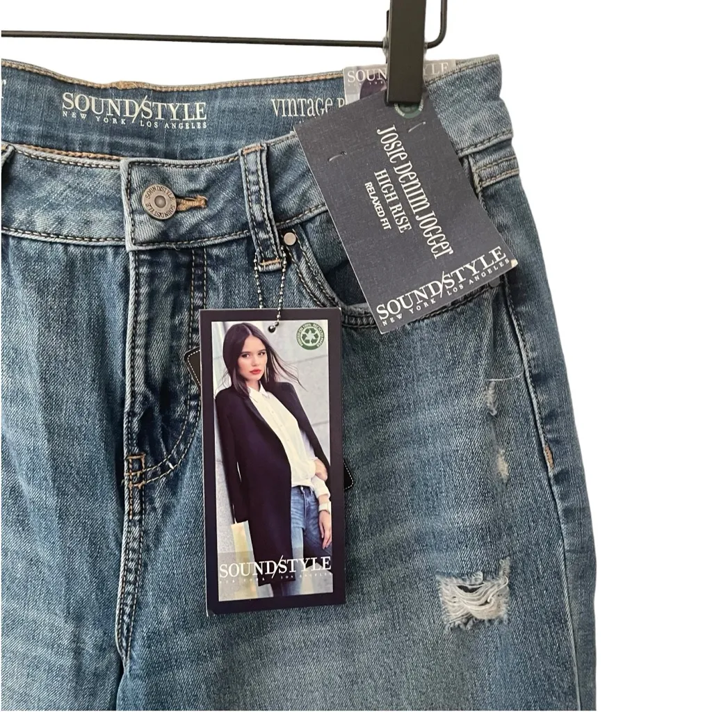 NWT SOUND/STYLE Josie High Rise Relaxed Fit Denim Jogger Jeans 8/29 Blue Size undefined - Image 4
