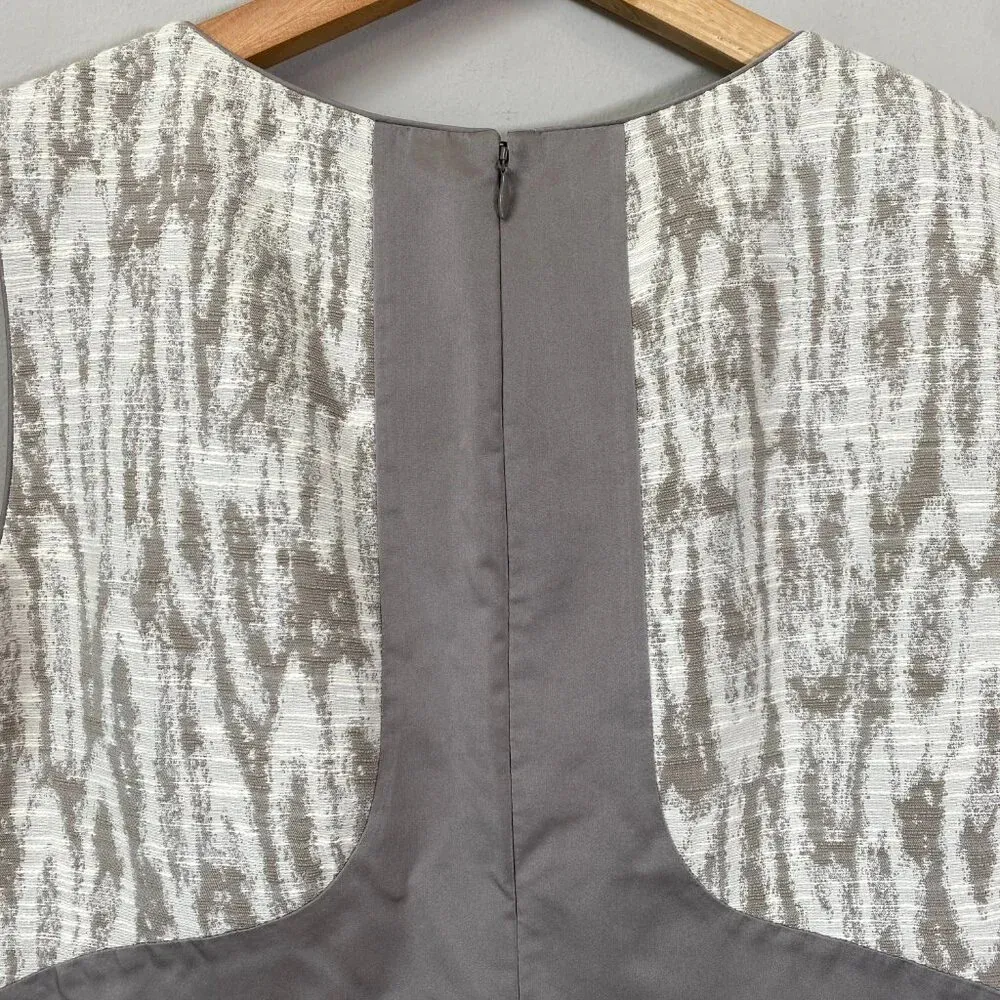 Lafayette 148 Sleeveless Patterned Sheath Dress Women's Size 8 Cream Tan Career - Image 10