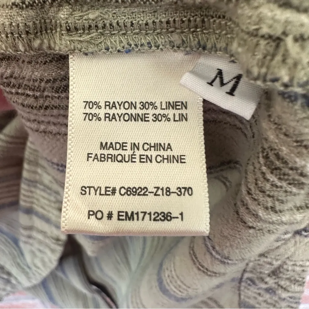 Cloth + Stone T Shirt Pocket Tunic Dress Linen Blend Women’s Medium Green Stripe - Image 5