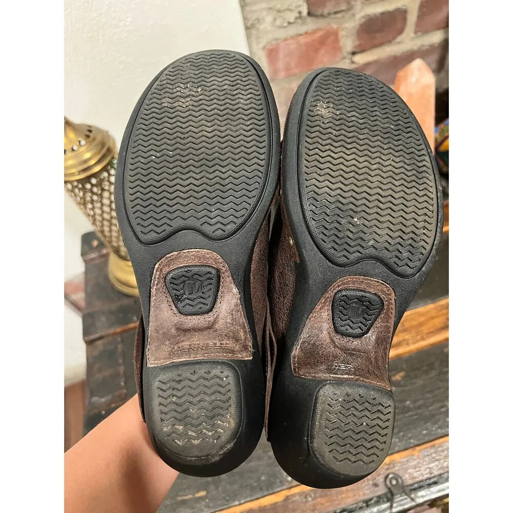 Women’s Merrell Luxe Wrap Mule Women's 8 Brown Suede Leather Clog Metal Rivets - Image 6