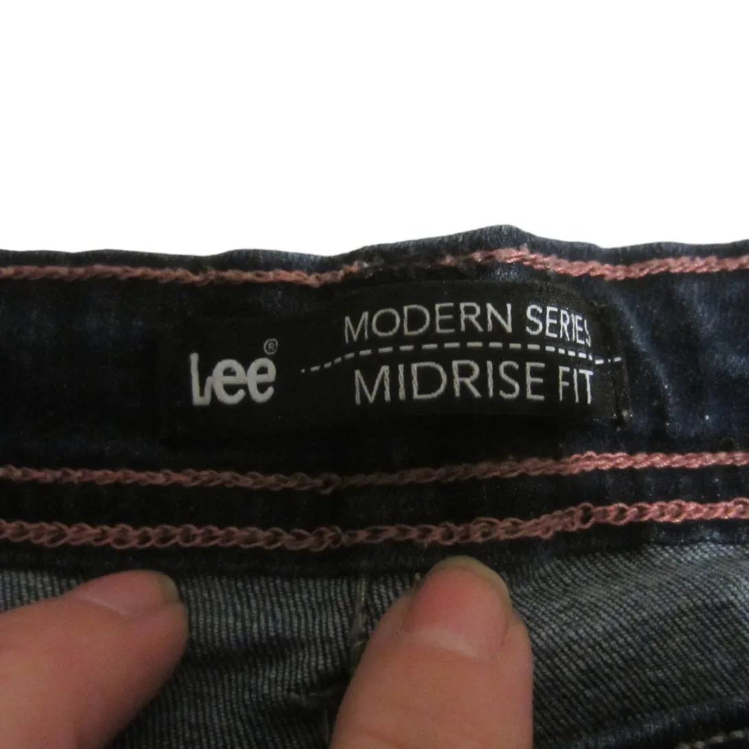 Classic Y2K Dark Wash Denim Shorts Lee Midrise Fit Women’s Size 12 - Image 3