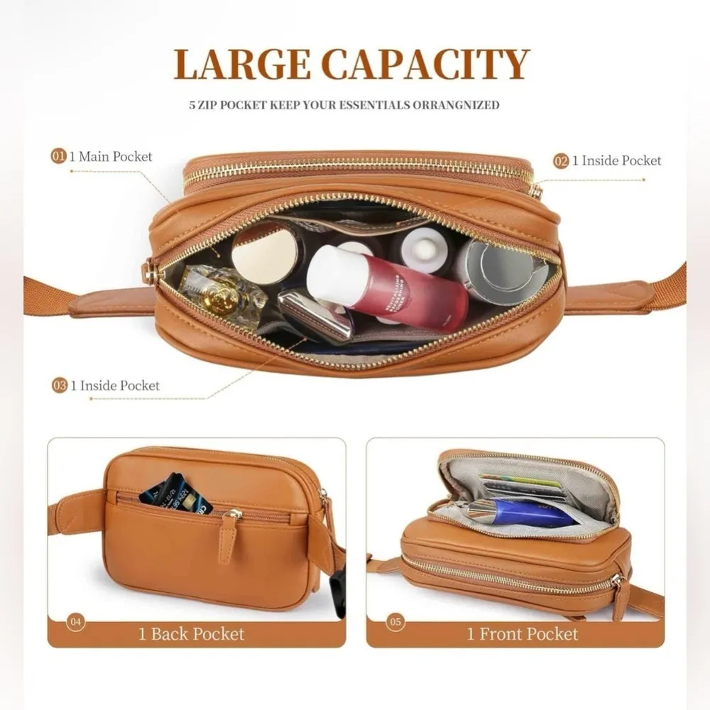Fanny Pack Belt Bag for Women Brown - Image 3