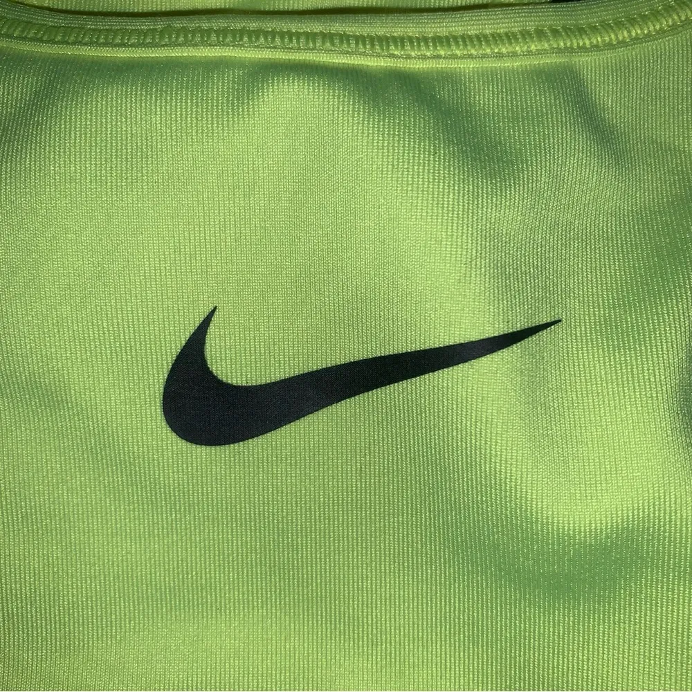 Nike Pro Dri-Fit Women's Size Large Neon Yellow Swoosh Logo Racerback Sports Bra - Image 6