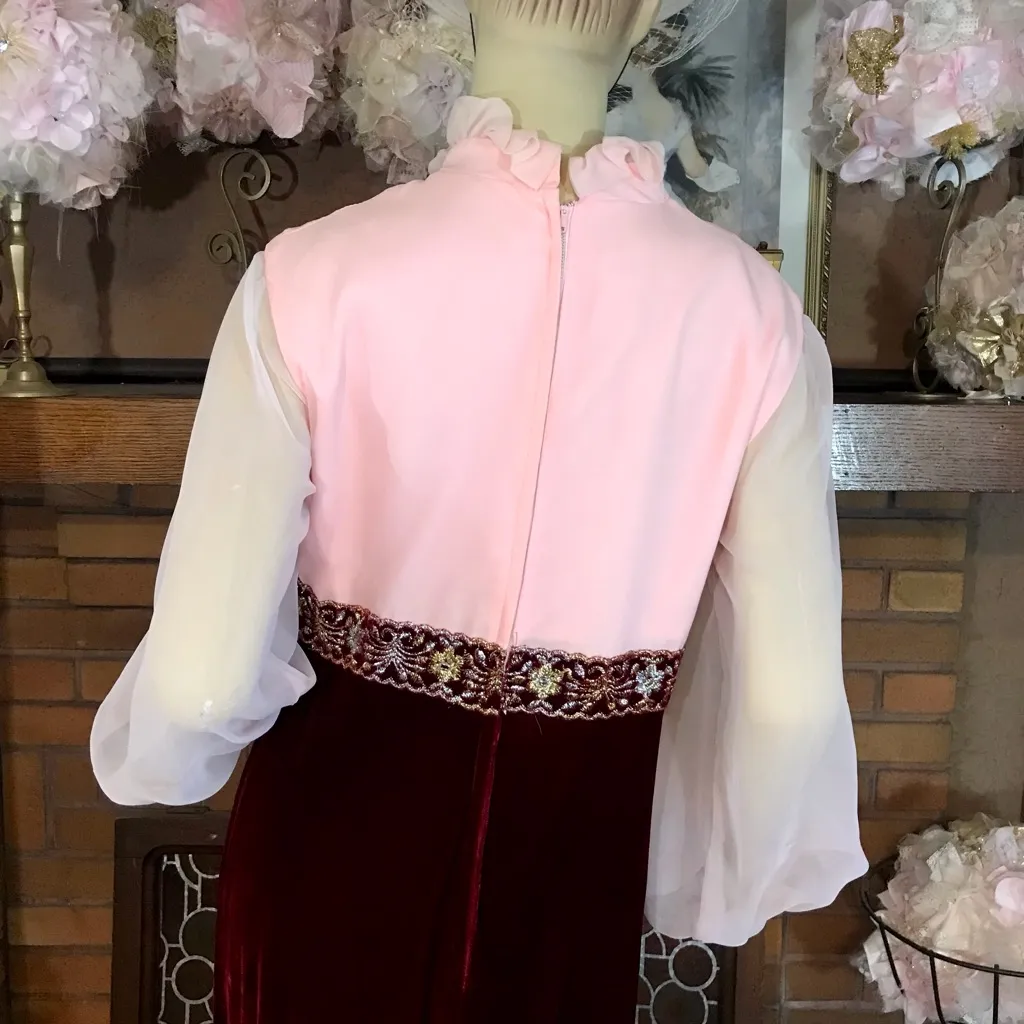 VINTAGE CIRCA 1960'S/70'S VELVET & CHIFFON EDWARDIAN - Image 11