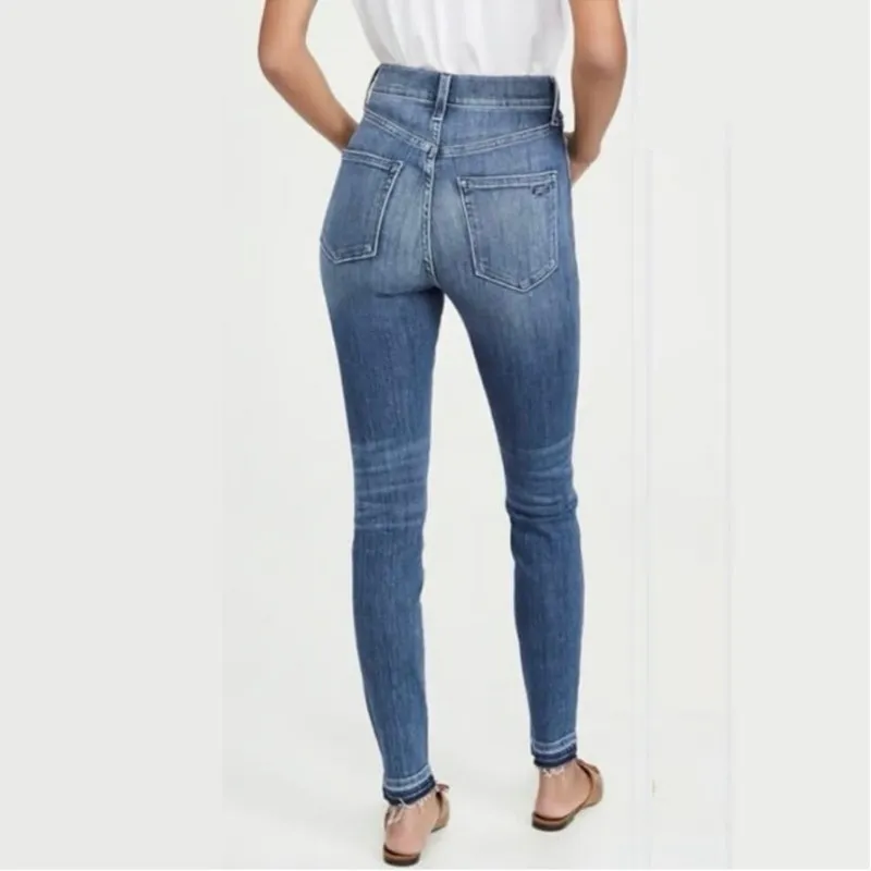 AYR The Riser Skinny High Rise Ankle Jeans Raw Hem Neon Jupiter Wash Size 27 - Image 11