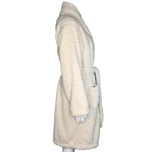 Pottery Barn Robe Womens Medium‎ Teddy Bear Fleece Plush Cozy Bath Lounging - Image 2