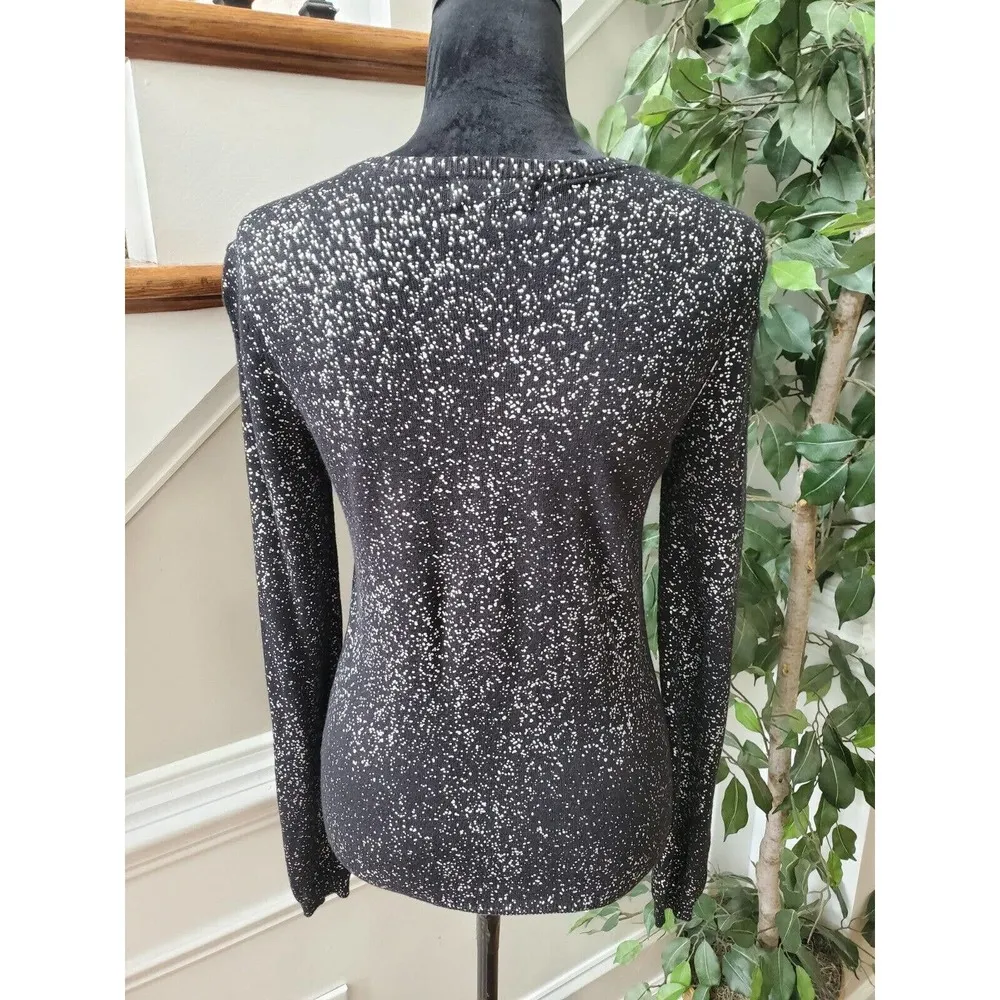 Calvin Klein Women Black Cotton Polka Dot Button Front Cardigan Sweater Size XS - Image 7