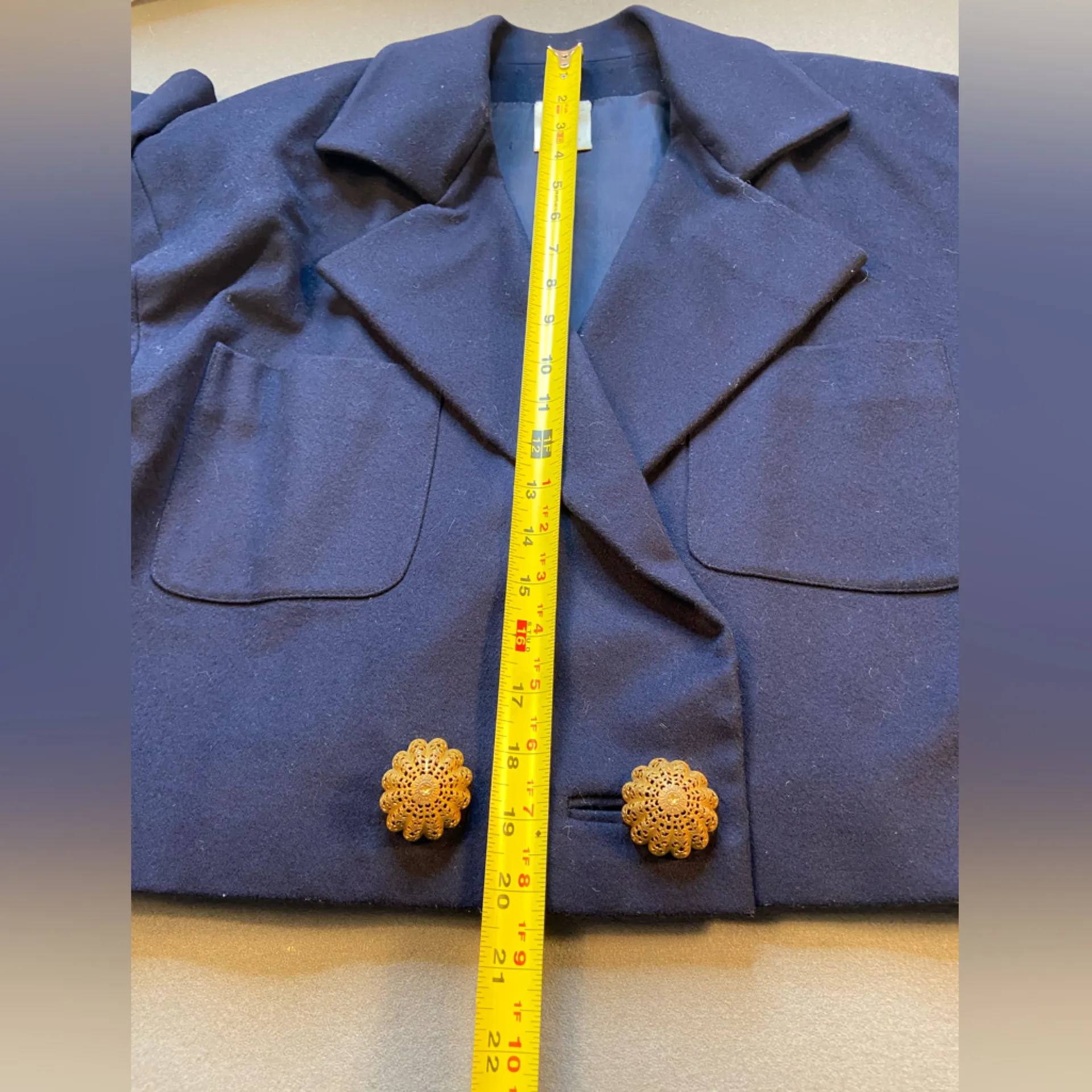 Vintage Perry Ellis, Cropped Wool Double Breasted Jacket, Size‎ 10 - Image 6