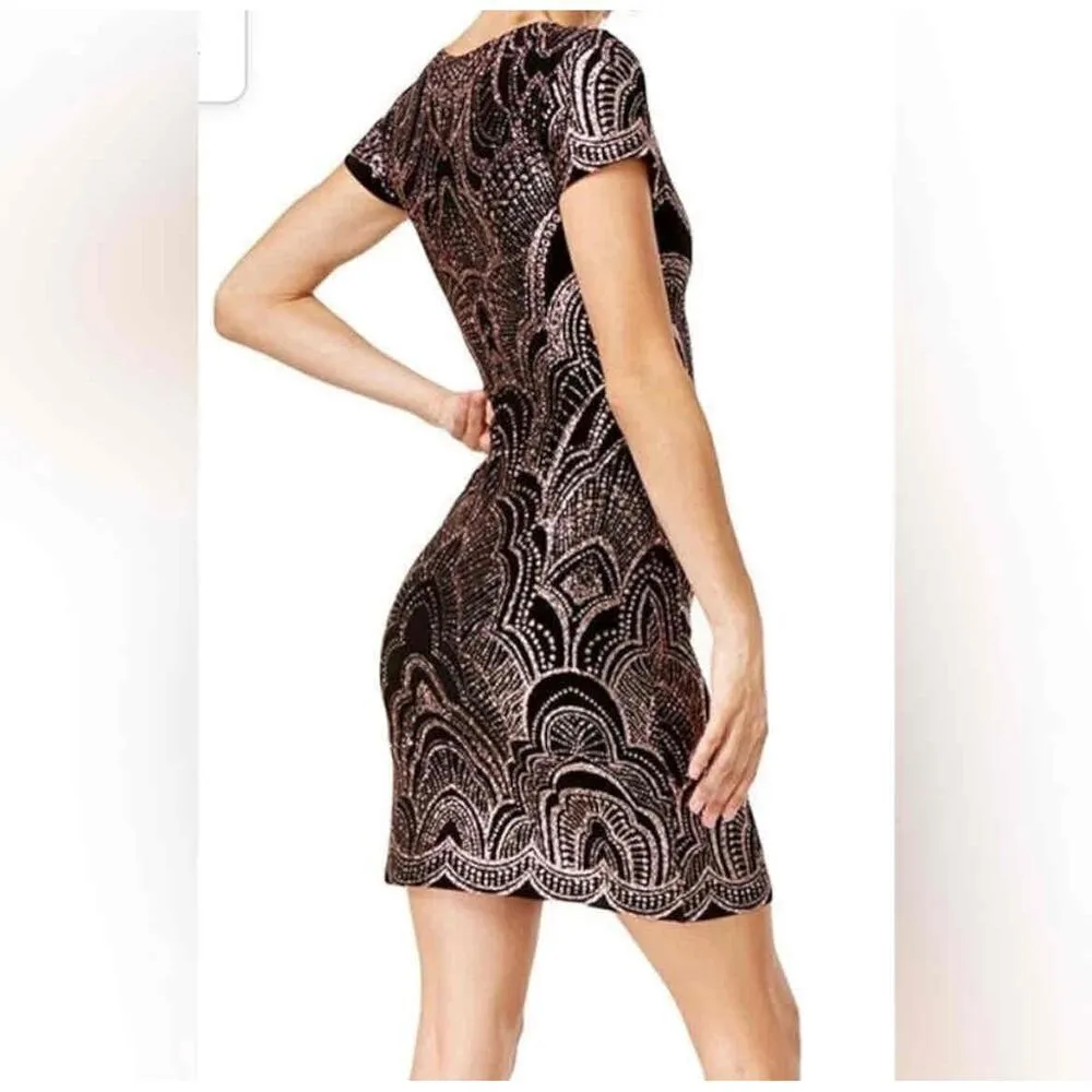 NEW Jump Apparel Sparkle Dress Medium Black Rose Gold Glitter New Year’s Eve - Image 4