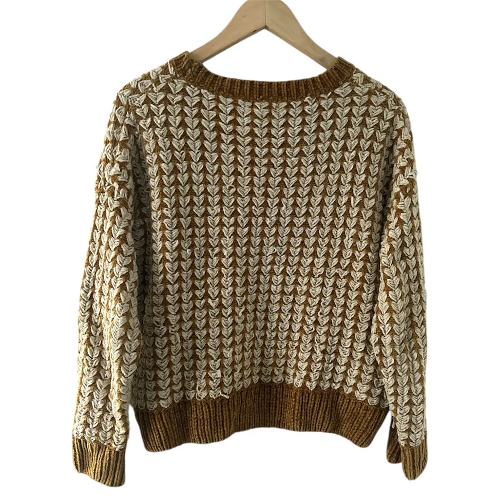 Debut Vintage Gold Chenille Sweater Medium Y2K 90s Baggy Chunky Knit Pullover - Image 2