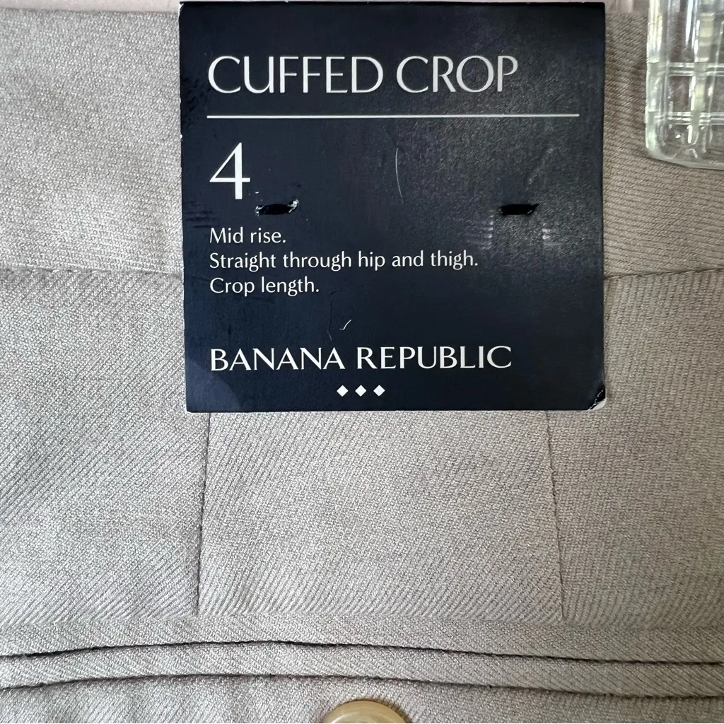 NEW Banana Republic Cuffed Crop Khaki Pants Sz 4 Mid-Rise Classic Career Preppy - Image 7