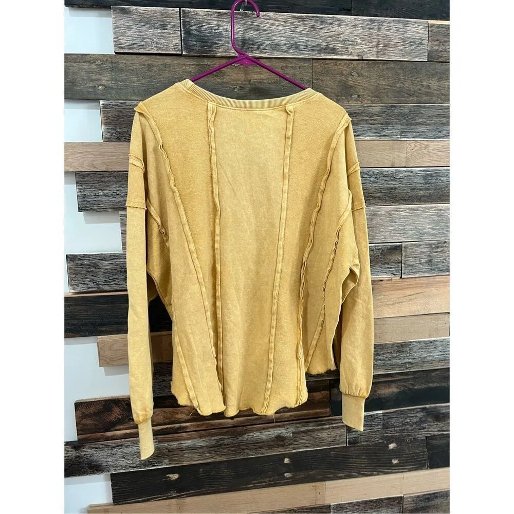 EASEL NWT  "Comfort Country" Cotton Terry Knit Mineral Wash Top Raw Seams sz M - Image 6