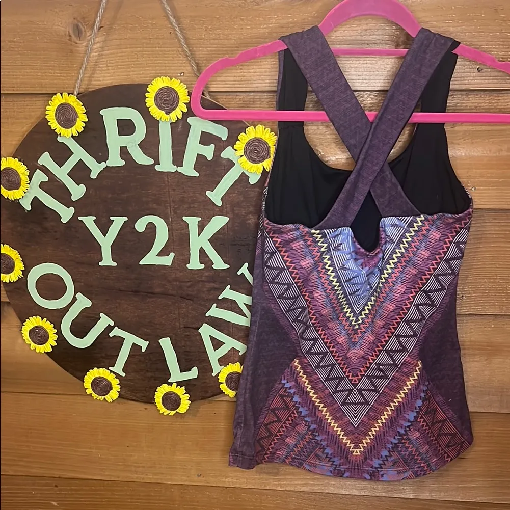 Prana Phoebe Purple Cross Tank Yoga Activewear Athletic Outdoor Hiking Bra Y2K - Image 4