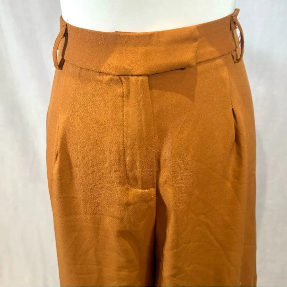 PrettyLittleThing burnt orange tailored high waist wide leg pants size 10 - Image 4
