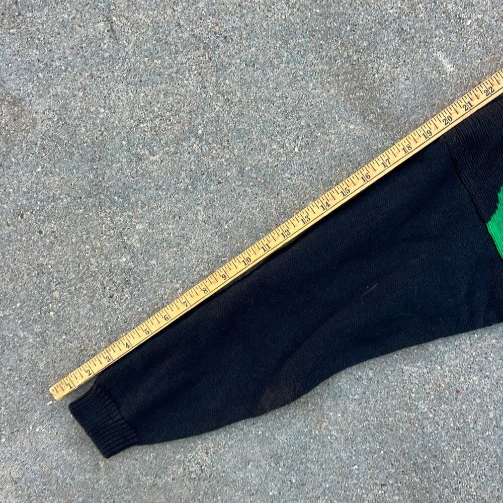 Vintage 90s Christmas Wreaths Bows Bells Bead Ugly Sweater Tunic SMALL Black - Image 8