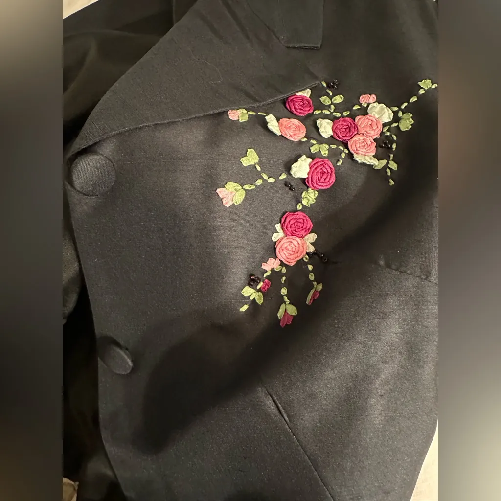 Tina Hagen L A Size 12 Vintage Silk Dress suit Black - Image 11