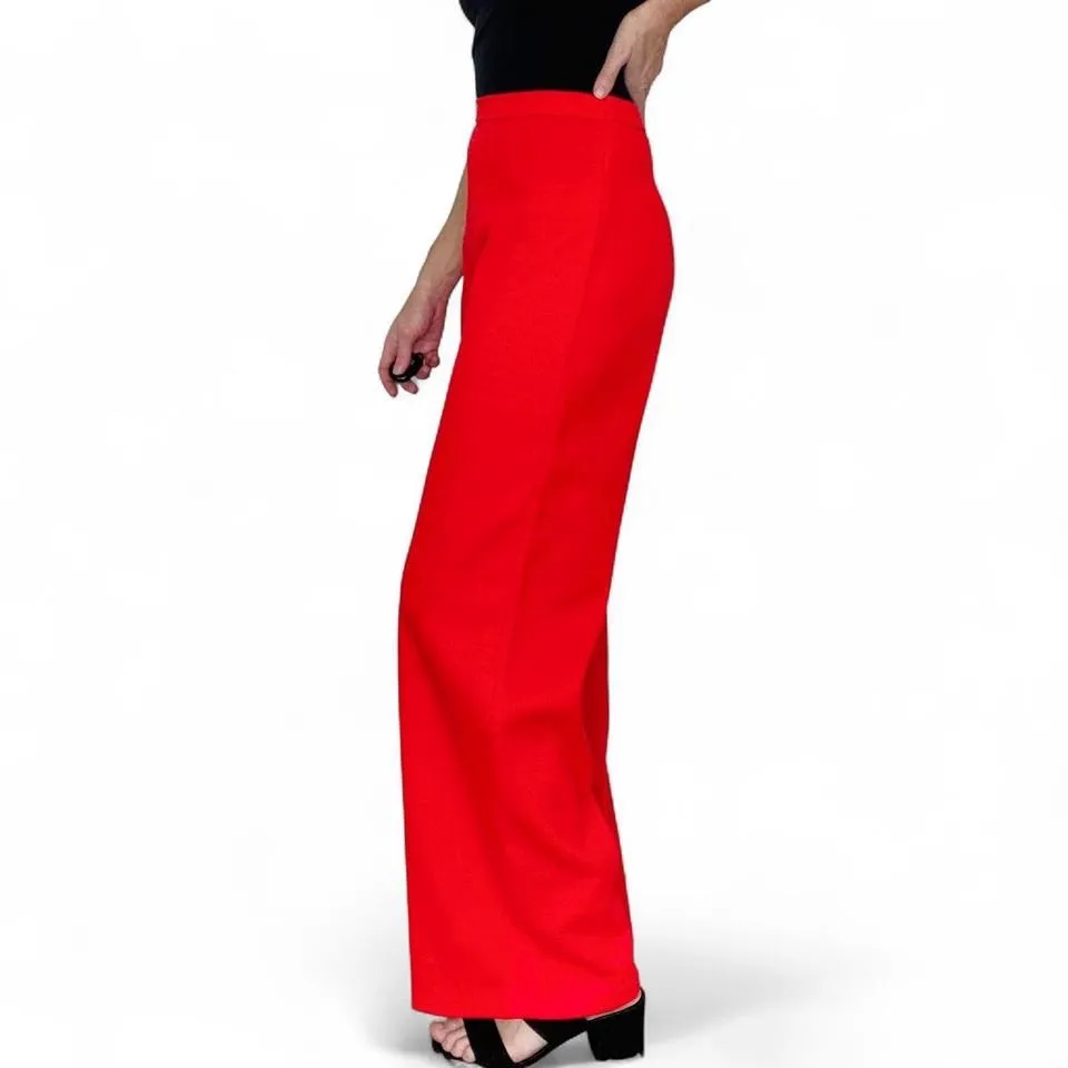 Vintage 60’s Red Textured High Rise Holiday Christmas Flare Pants Size XS - Image 2