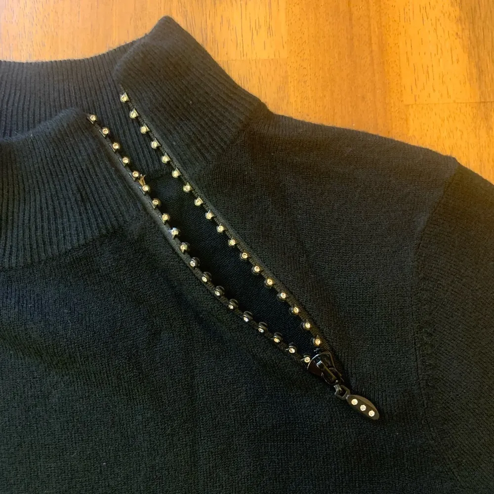 Luxe 360 sweater women’s petite large black rhinestone zipper 3/4 sleeve soft Size undefined - Image 3