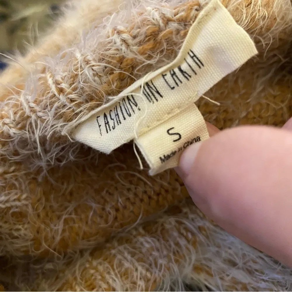 Fashion on Earth Faux Wrap V-Neck Sweater Beige Small - Image 3