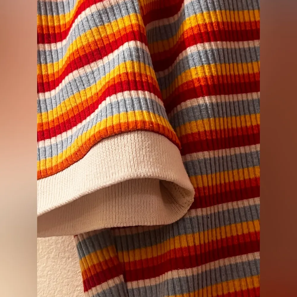 Zara Striped Zipper Up Collared Crop Top - Image 8