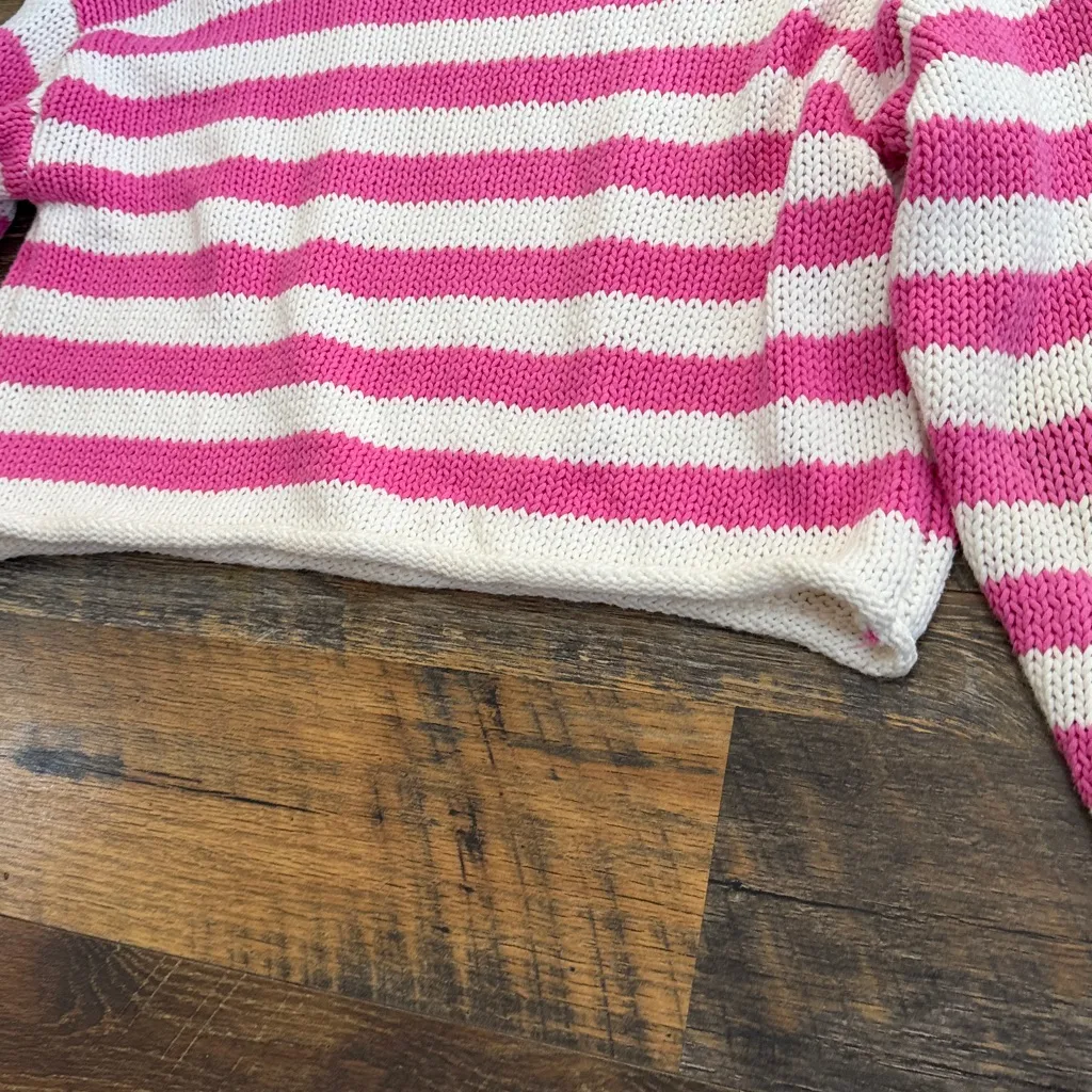 Aerie Pink and White Striped Women's Sweater - Image 6