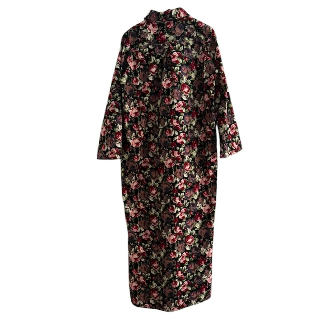 NWT Weili Zheng Velvet Floral Button Front Runway Maxi Dress Coat Duster Size L Pink Size L - Image 6