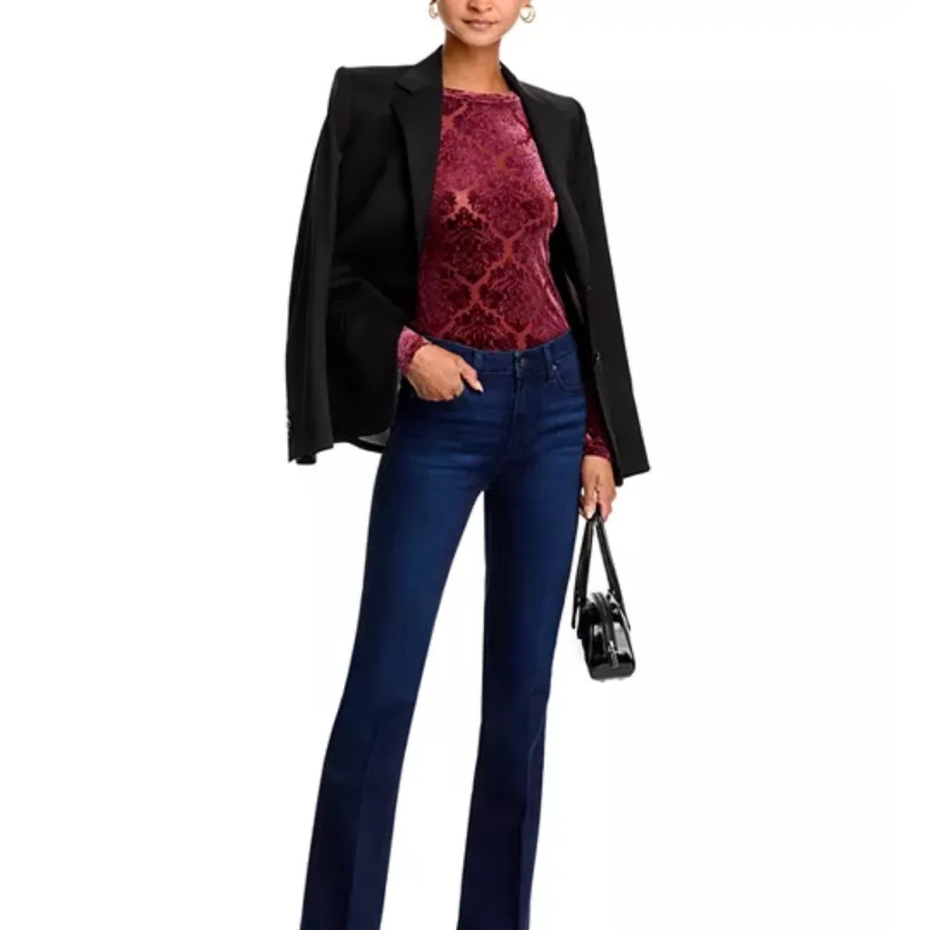 PAIGE Chellle Velvet Burnout Long Sleeve Crewneck Top NWT NEW Bloomingdale’s XS - Image 3