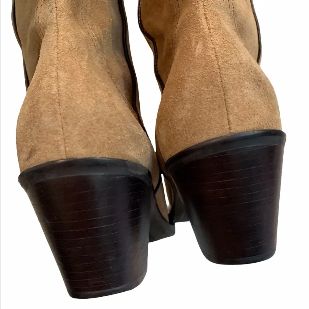 Franco Sarto Brown Suede Leather Pull On Pointy Toe Cowboy Boot - Image 11
