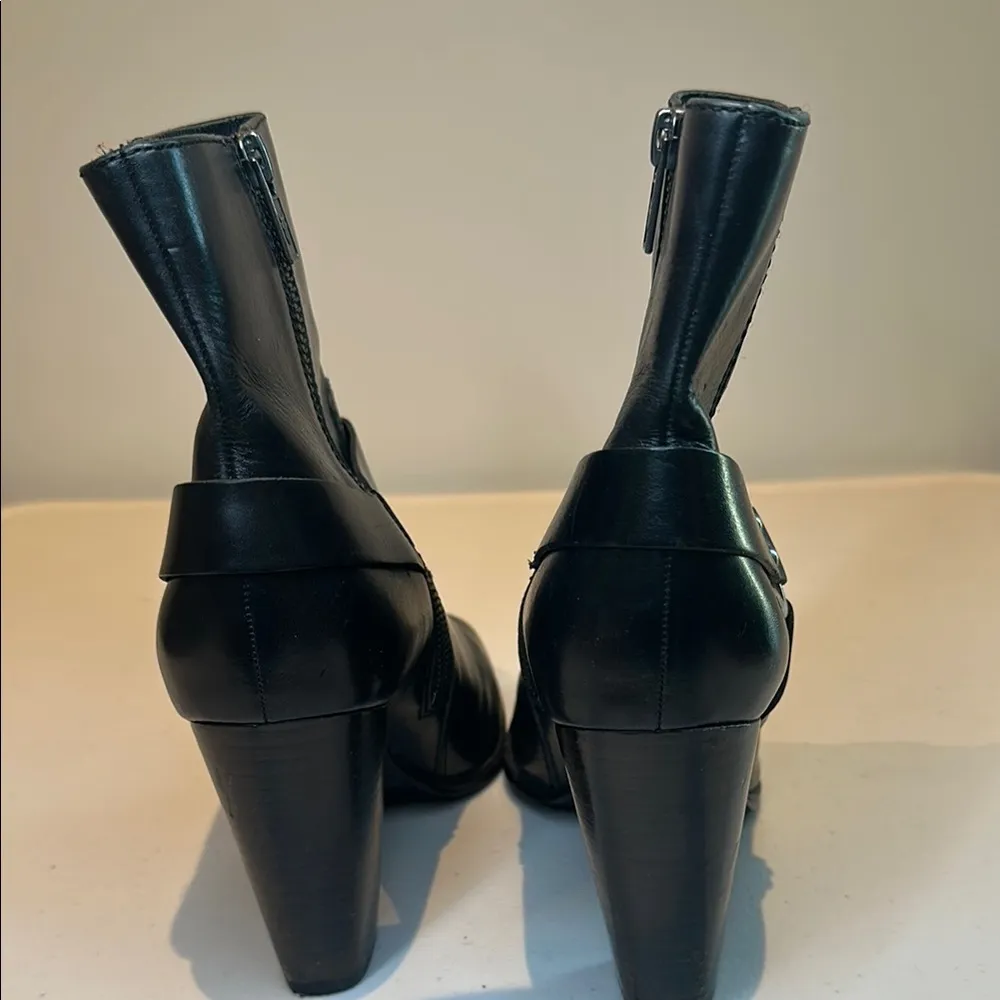 Frye Black Leather Zip Ankle Boots - Image 4