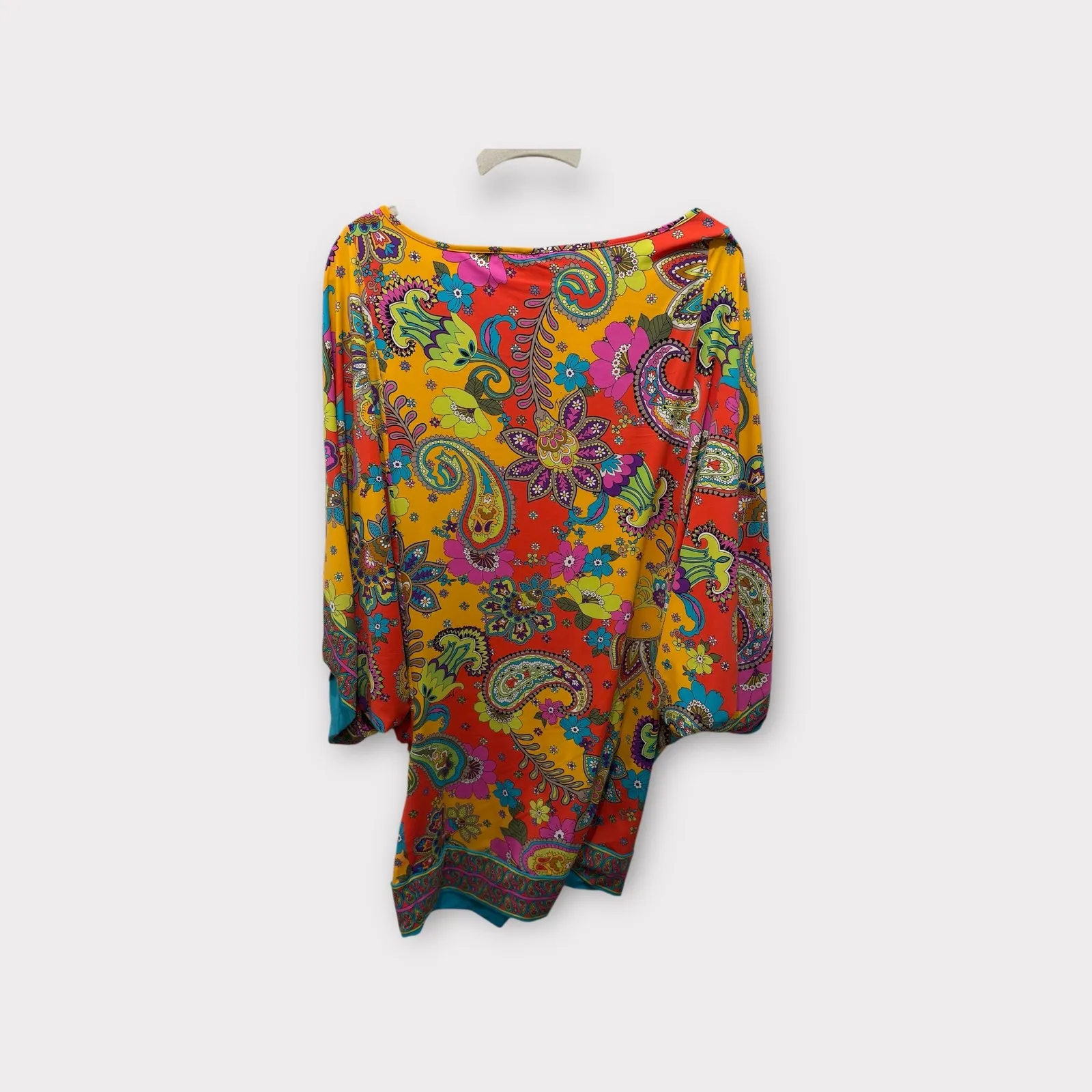 Trina‎ Turk Multicolor Paisley Print Bell Sleeve Dress Womens Size M - Image 2