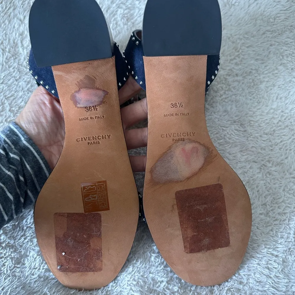 * Givenchy Paris navy blue studded chunky heel sandal size 38.5 - Image 8