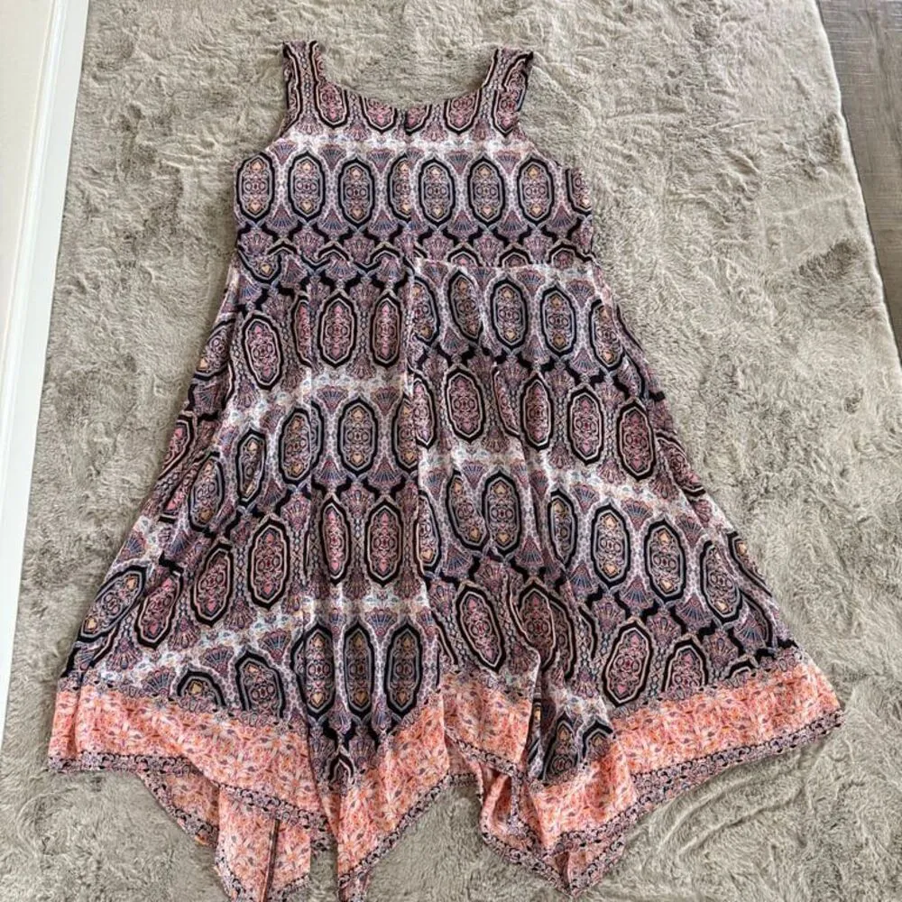 Catherines Women Dress Plus 1X Colorful Flowy Chiffon Feminine Boho Hippie Relax - Image 7