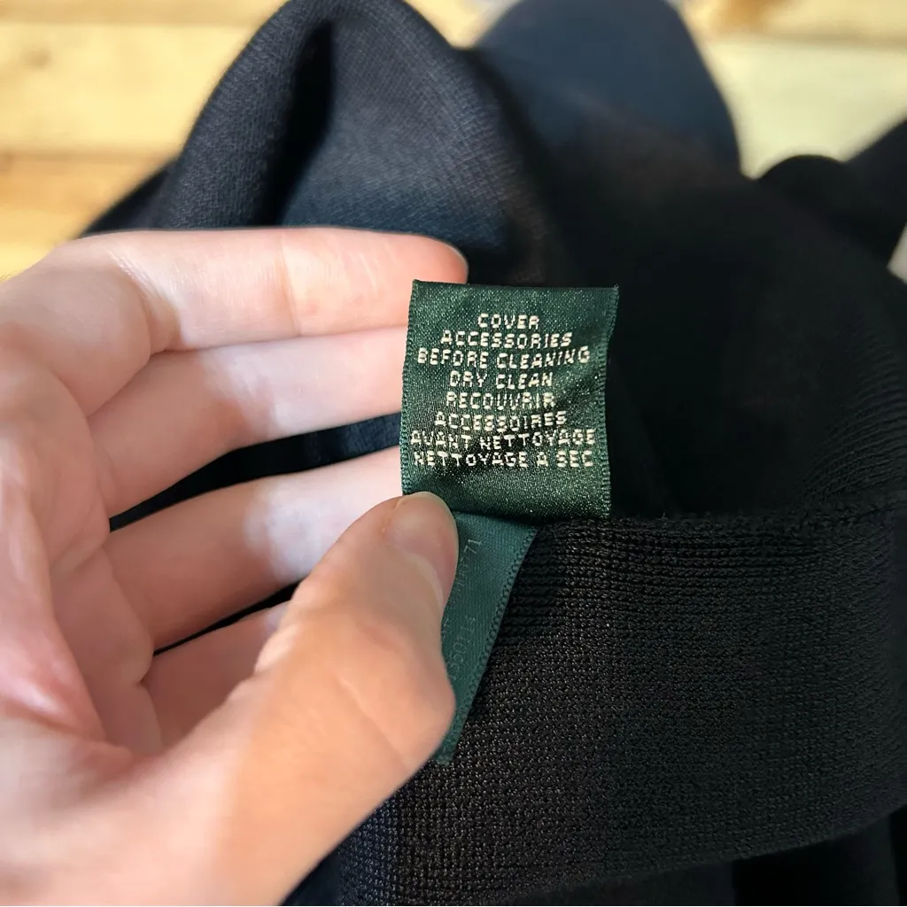 Lauren Ralph Lauren Black White Trim Knit Sleeveless Sheath Dress Size Medium - Image 8