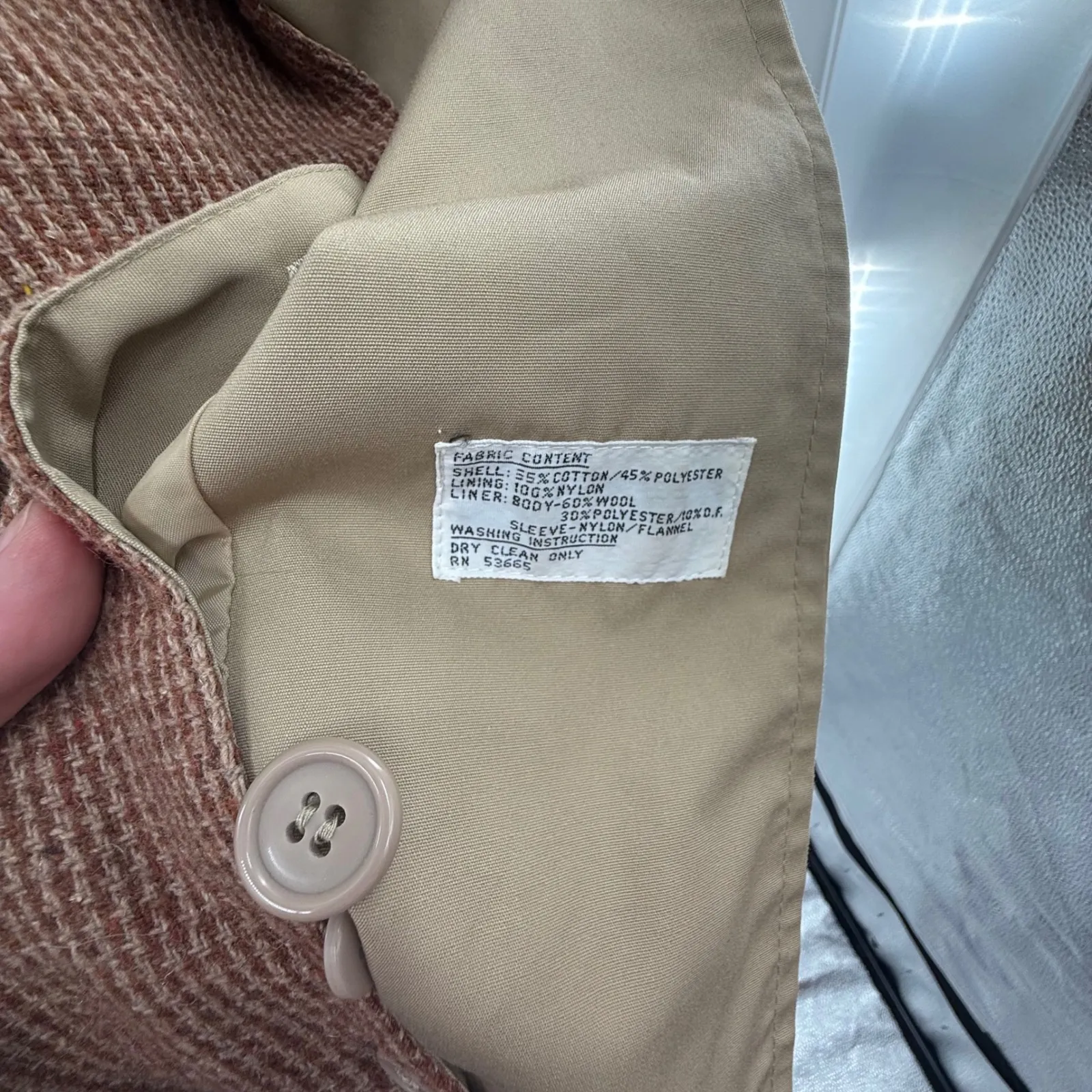 Vintage Schlampf's Elliott Bass Trench Coat Womens 8 Tan Belted Wool Lined - Image 6