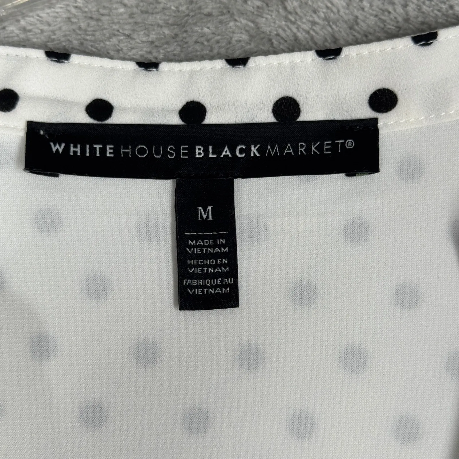 White House Black Market Polka Dot Ruffle‎ Blouse Womens M Retro Office Chic - Image 6