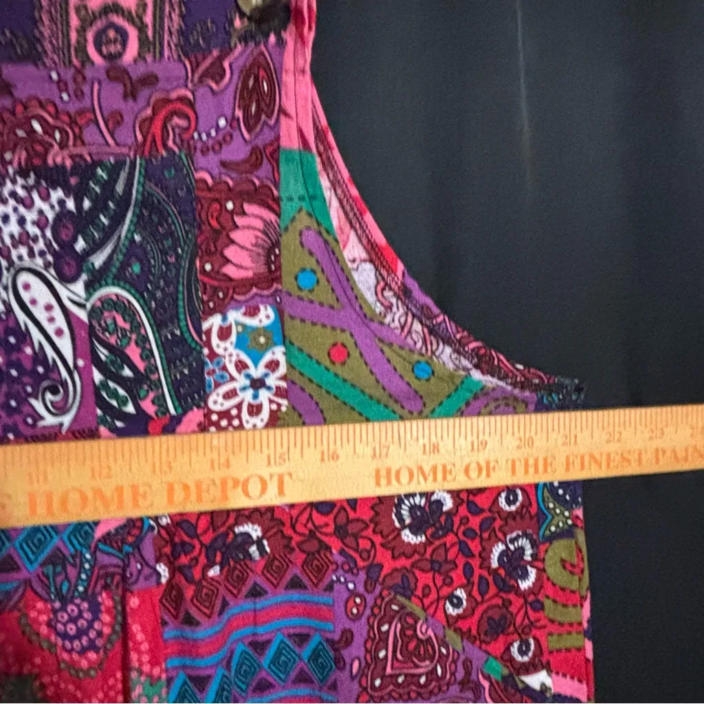 Unbranded XL Colorful Wide Leg Patchwork Print Jumpsuit Red - Image 7