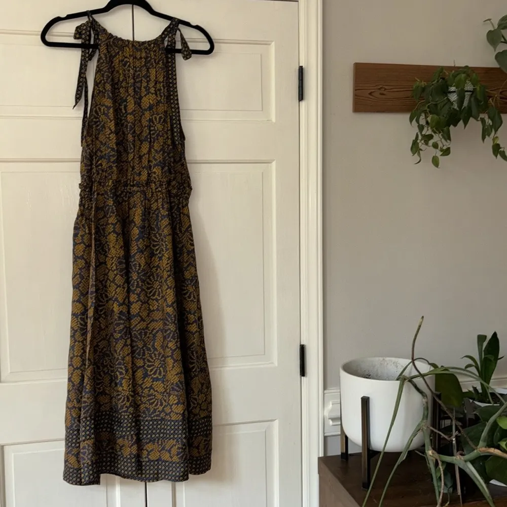 NEW ULLA JOHNSON Mika Dress in Hemlock Midi Size 8 Patterned Shoulder Tie Dress - Image 9