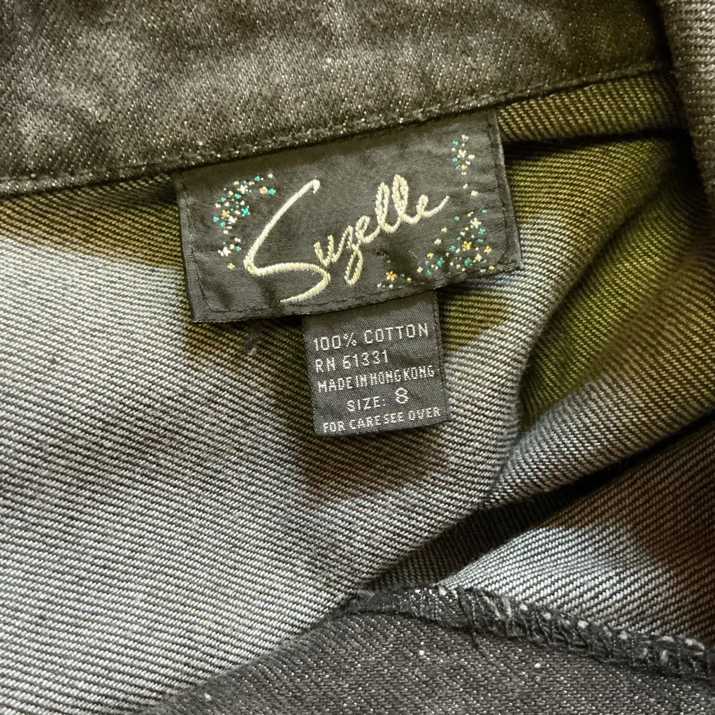 Vintage 90s studded black jean jacket - Image 2