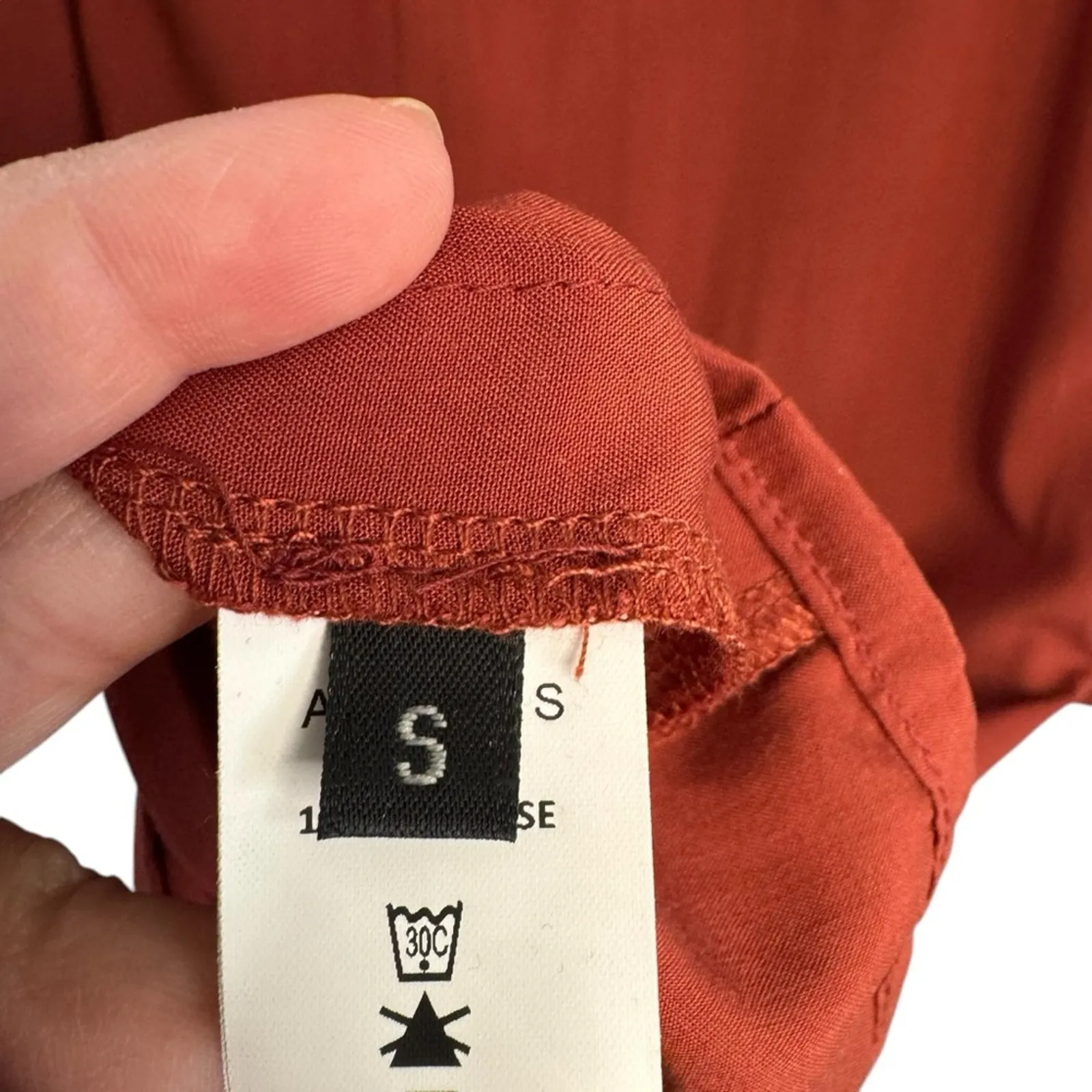 Alohas Exclesa Burnt Orange Rust Modest Long Sleeve Midi Dress - Image 7