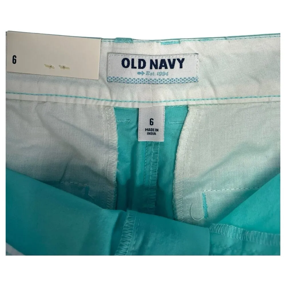 New Old Navy Shorts Womens 6 Green Stretch Mid Rise Chino 3 Inch Classic Beach - Image 4