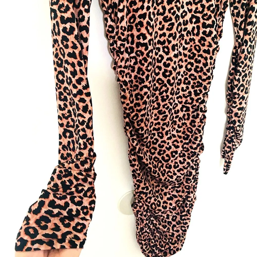 NWT Likely Leopard Print Bali Sheath Long Sleeve Ruched Mock Neck Dress Sz 4 - Image 12