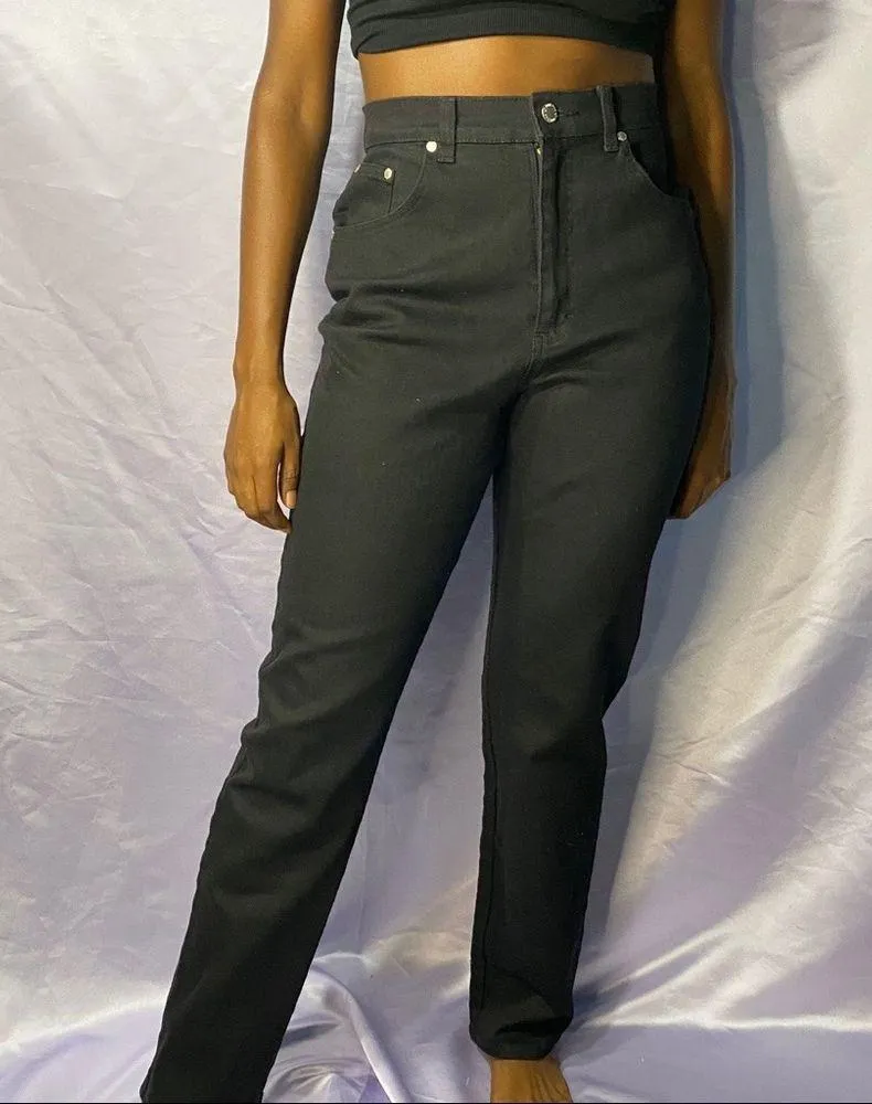 High waisted all black denim jeans Women’s 6 - Image 3