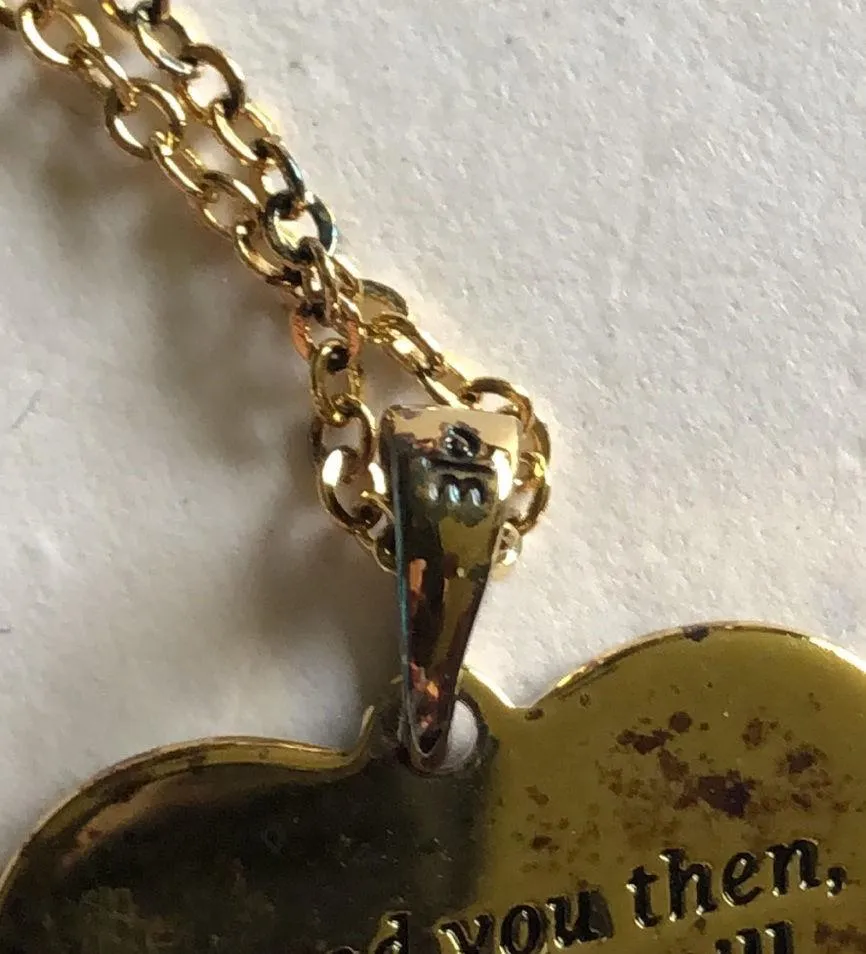 Danbury Mint Gold Tone Heart CZ Rhinestone Engraved Love Pendant Necklace - Image 10