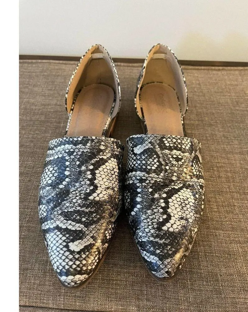 CATHERINE MALANDRINO “Alaney” Snakeskin D’Orsay Shoes Women's 9 Leather Flats - Image 3