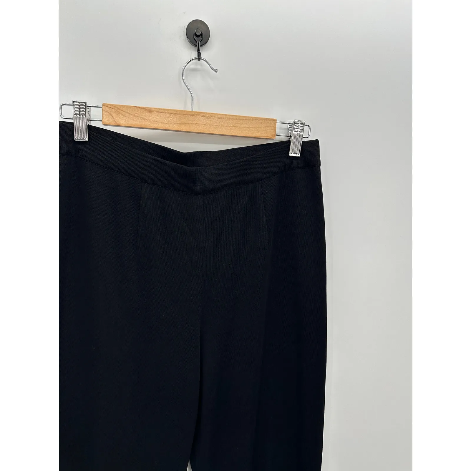 Exclusively Misook Black Acrylic Stretch Elastic Waist Pants Loose Fit Women S - Image 4