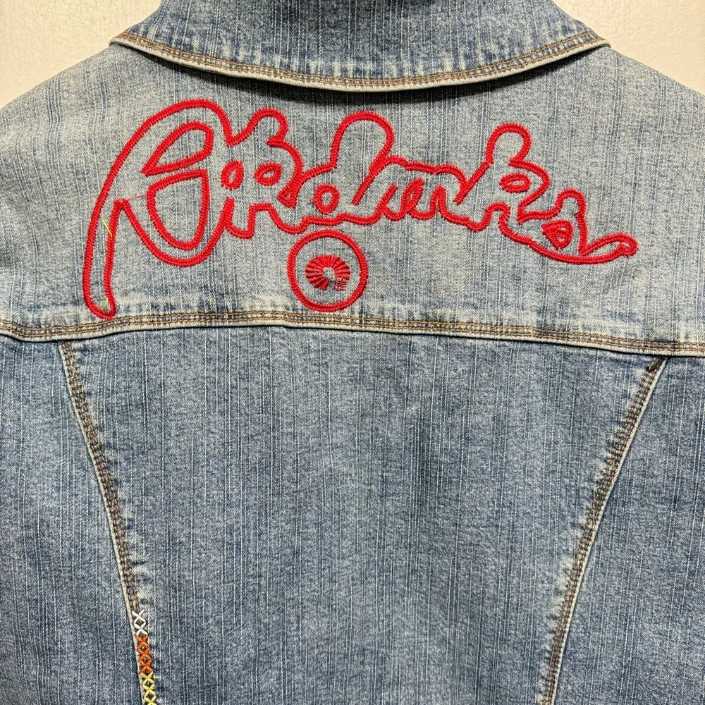 AKDMKS Embroidered Signature Logo Hip Hop Y2K Denim Jean Jacket Large - Image 8