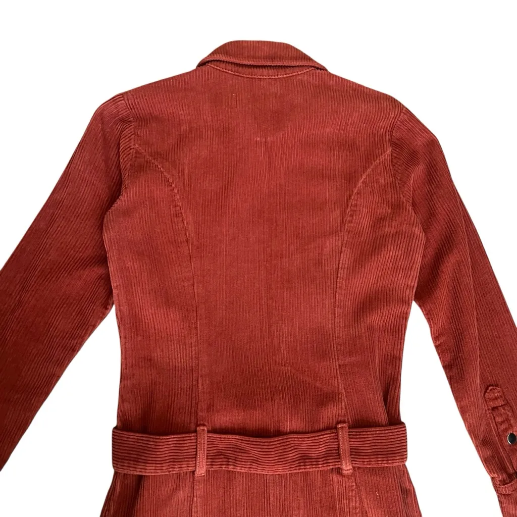 Reformation Women’s Nini Corduroy Oxide Rust Red Orange Long Sleeve Mini Dress - Image 9