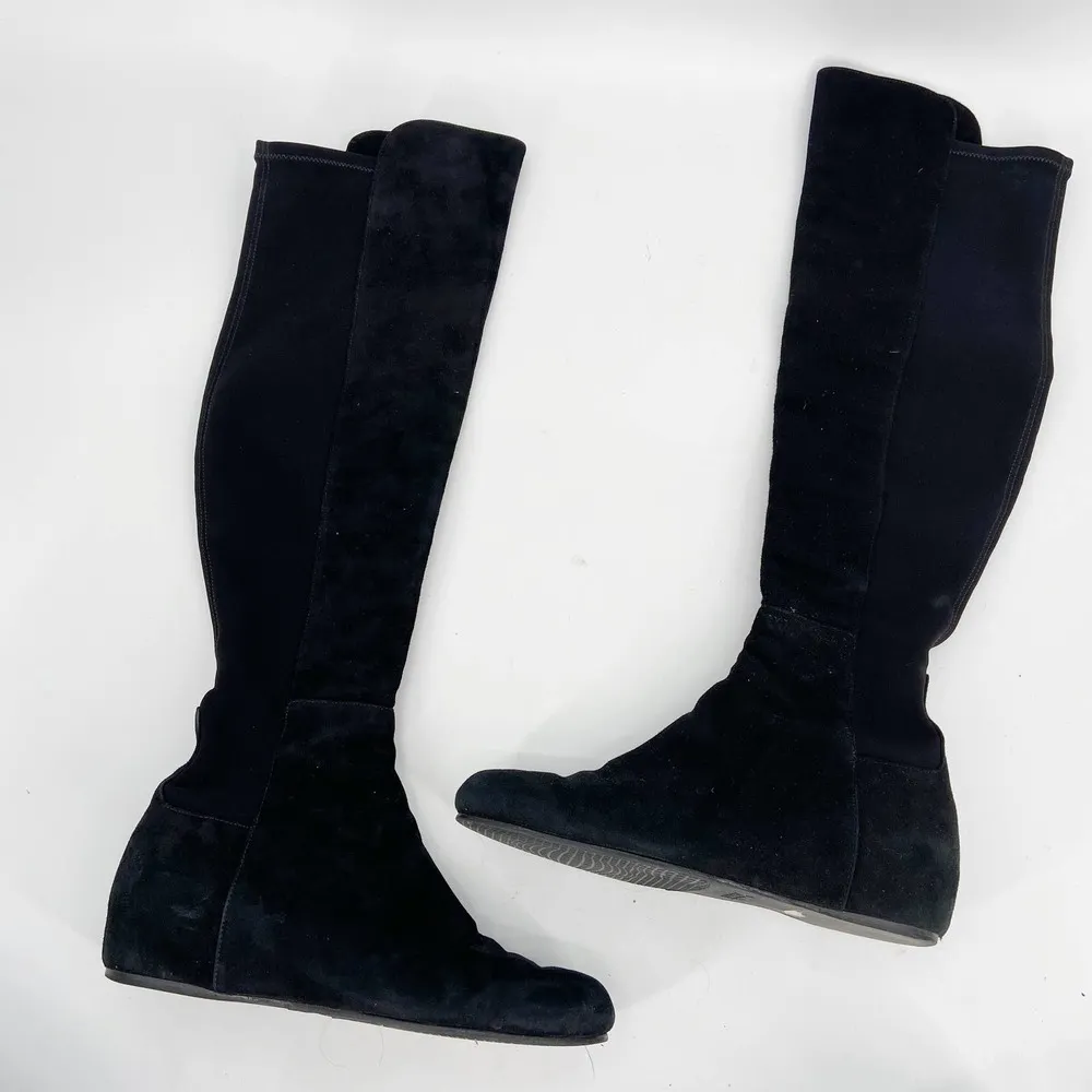 STUART WEITZMAN Black Suede Lander Over the Knee Wedge Boots 7.5 - Image 2