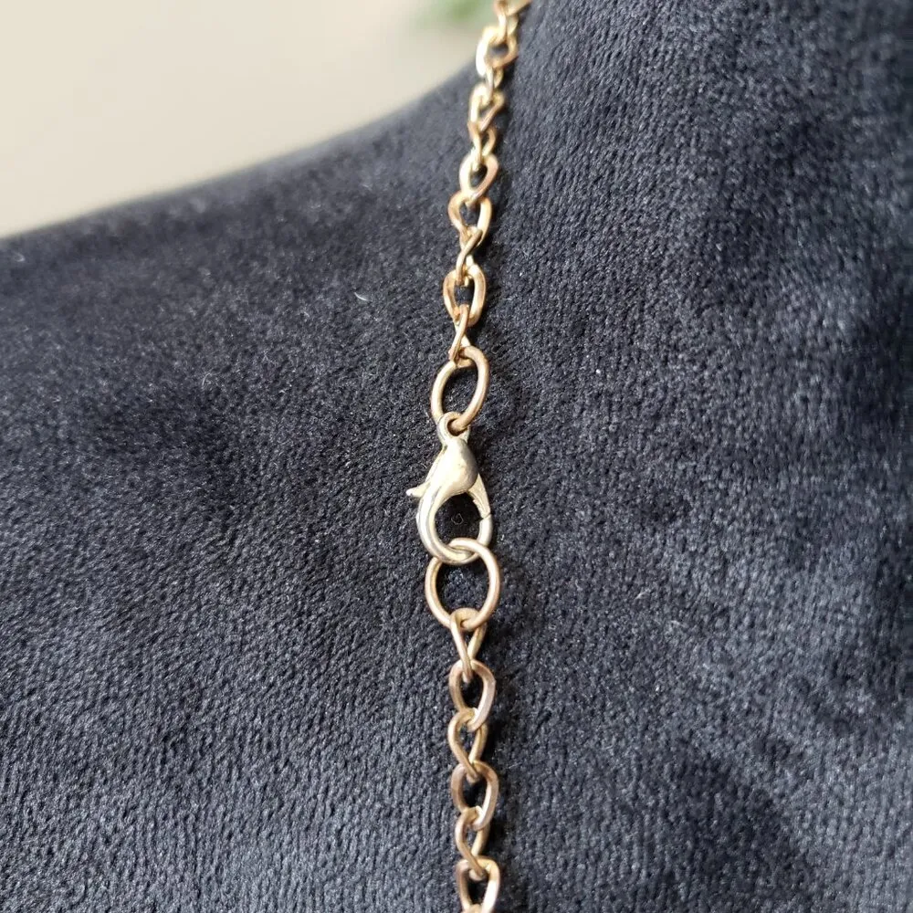 Women Gold Tone Cable Chain Black White Crystal Pendant Necklace w/Lobster Clasp - Image 6