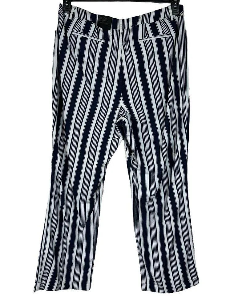 Lane Bryant SZ 16 LONG Lena Classic Trouser Pants Striped Curvy Fit Linen Blend - Image 4